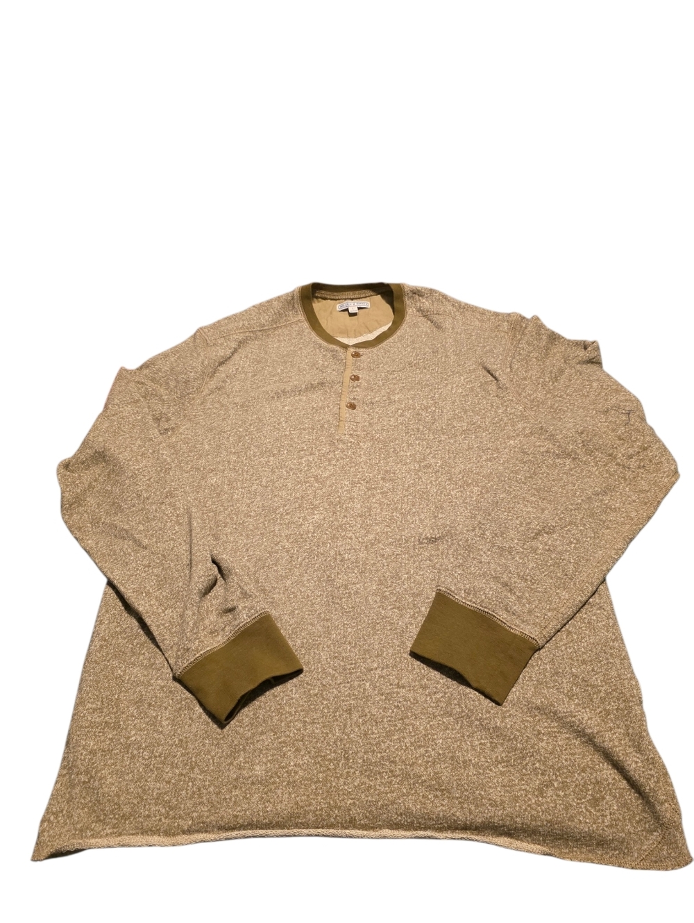Wallace & Barnes Olive Green Longsleeve Cotton Blend Henley Shirt Size L EUC